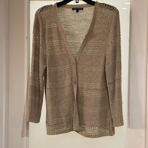 Women’s “Cable & Guage”crochet style beige, preowned jacket in good condition